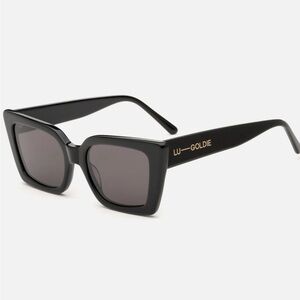 Lu Goldie ‘Lucia’ Cat Eye Black Sunglasses with White Case and Pouch